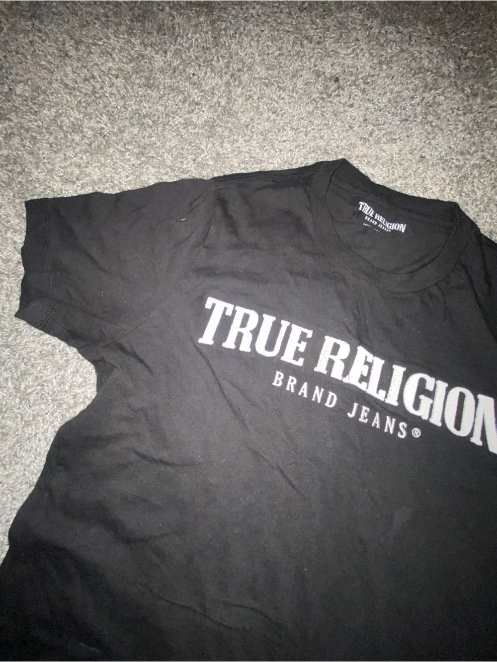True Religion Black Tee with White Logo